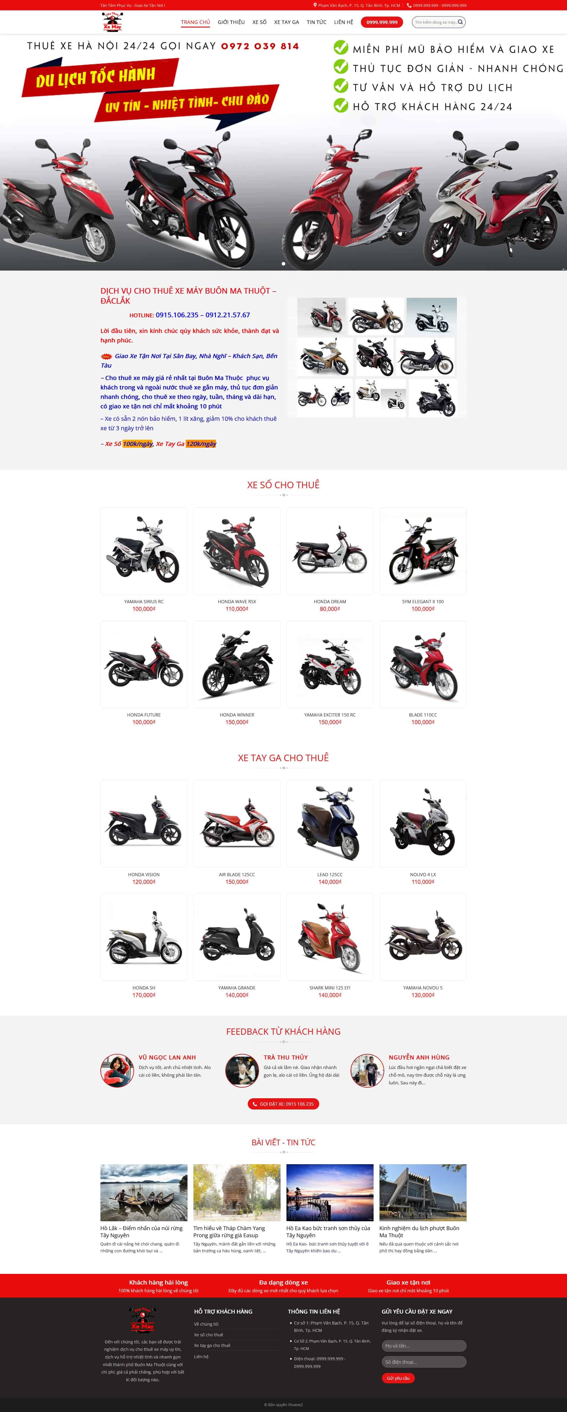 thuexe2.mauthemewp.com Theme wordpress cho thuê xe máy chuẩn seo