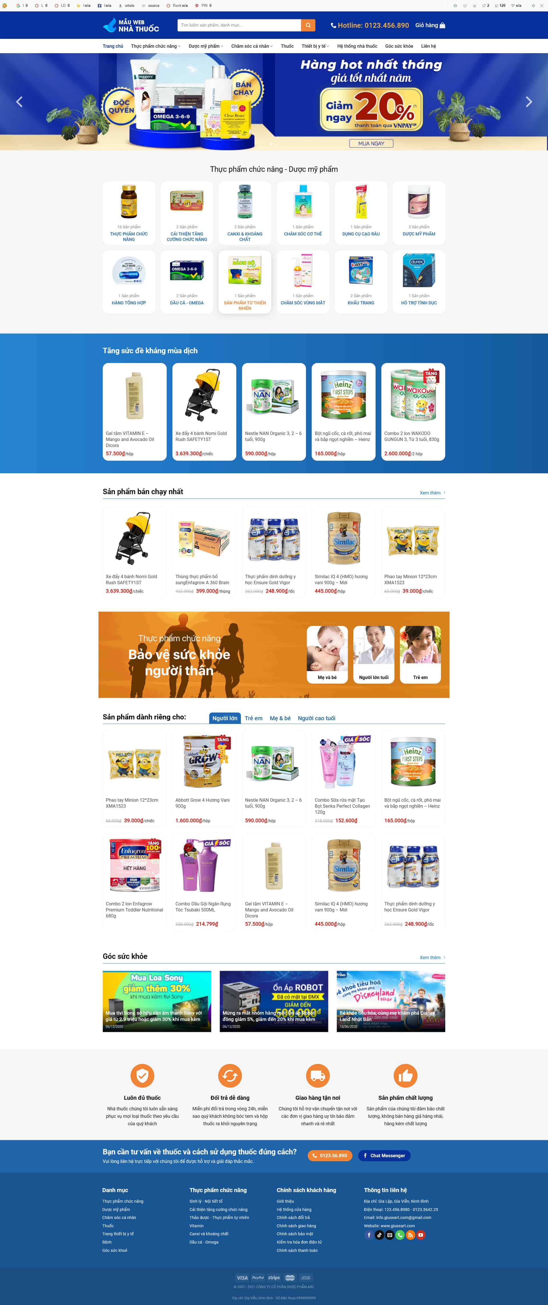 nhathuoc1.mauthemewp.com Theme WordPress Tiệm Thuốc Tây Chuẩn Đẹp