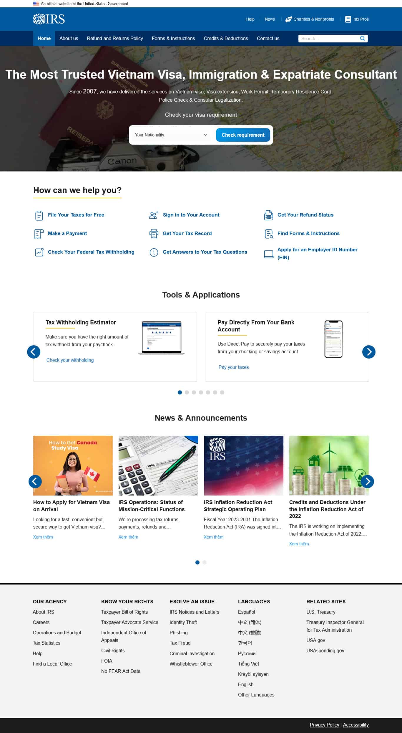 visa.mauthemewp.com Theme wordpress dịch vụ làm visa