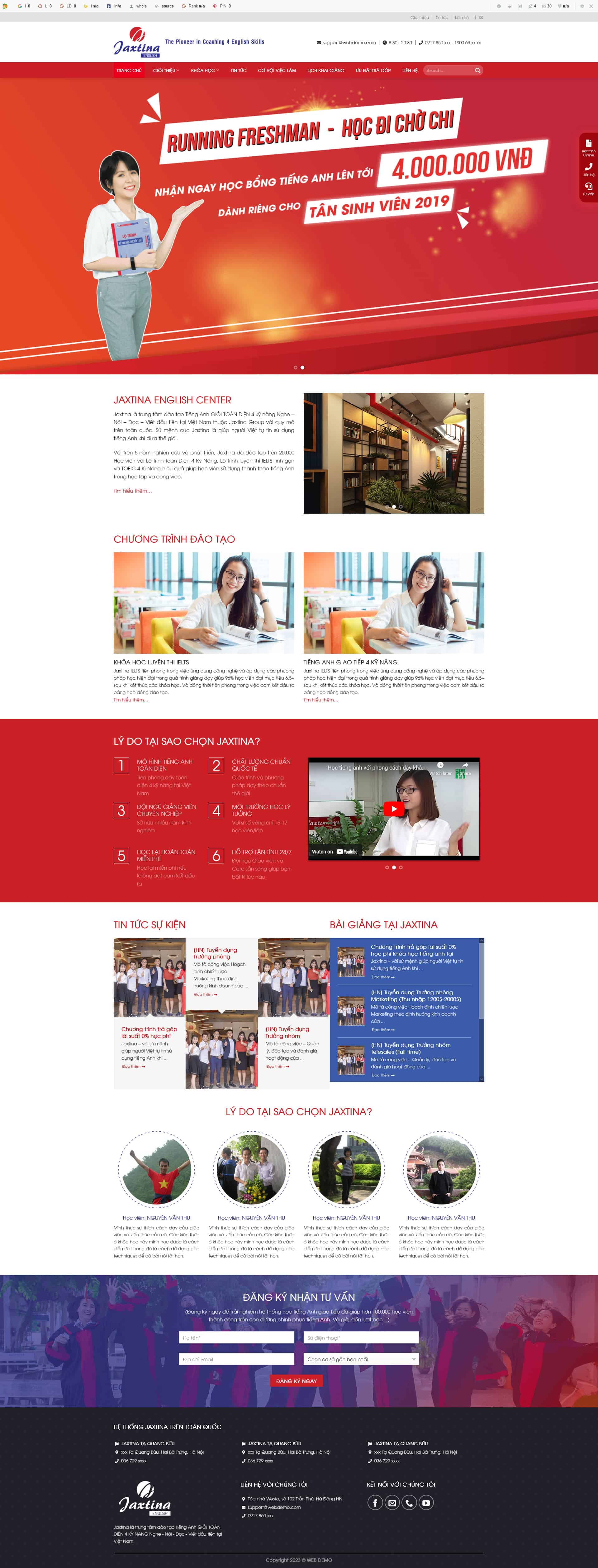 hoctienganh.mauthemewp.com Theme Wordpress học tiếng anh