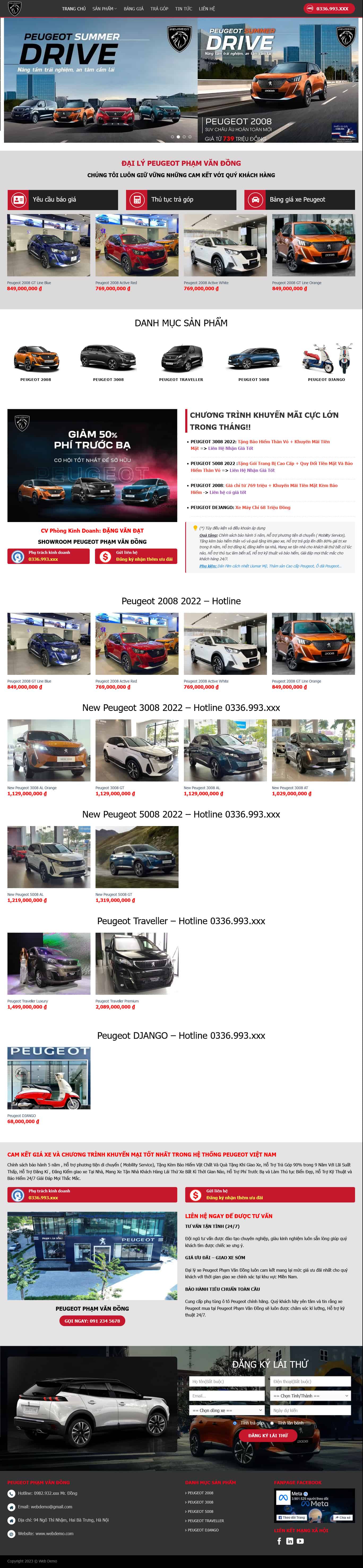 peugeot.mauthemewp.com Theme wordpress bán xe peugeot