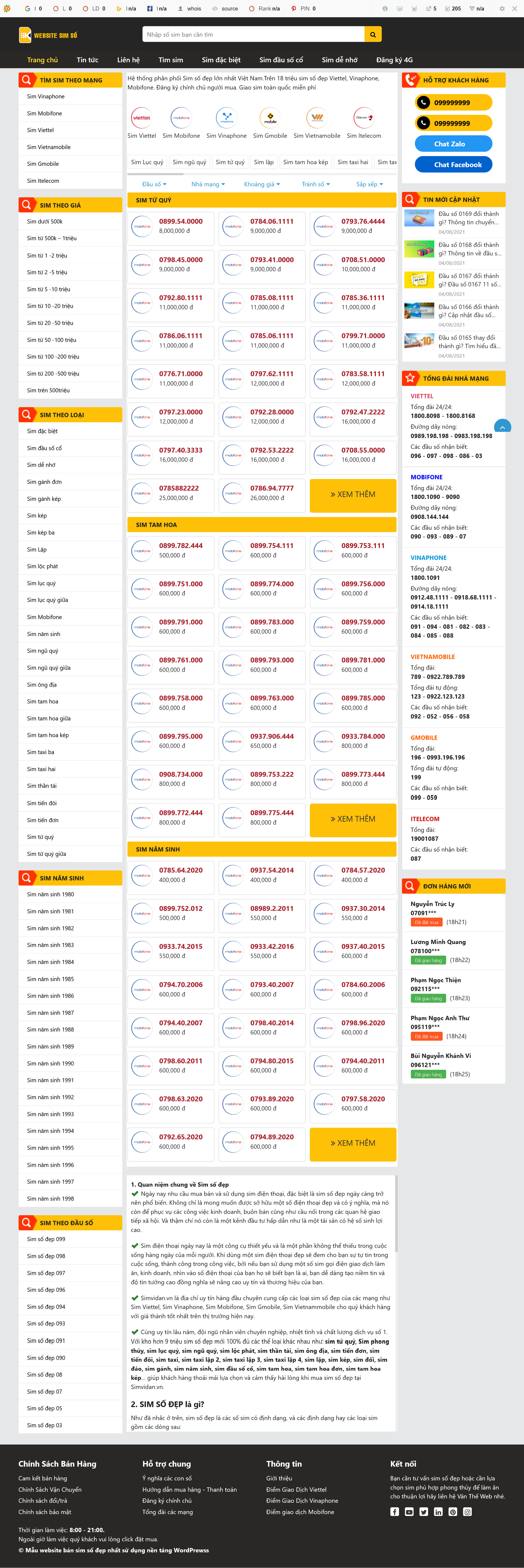 sim.mauthemewp.net Theme wordpress bán sim